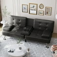 thumbnail image 4 of Furmax 3-in-1 Futon Sofa Bed Convertible Couch – Faux Leather Recliner with Cup Holders for Living Room, Apartment & Small Space, Black, 4 of 9