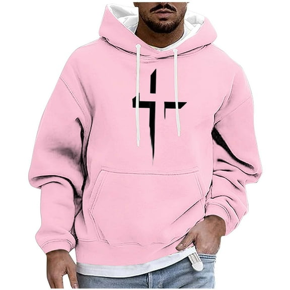 Jesus Cross Graphic Hoodies for Men Sherpa Pullover Sweatshirts Fleece Oversized Sweatshirt Big and Tall Fashion