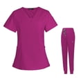 thumbnail image 2 of Conjunto de uniforme médico para mujer y hombre, con cuello en V elástico, pantalón de chándal, para esteticista XXL, 2 of 8
