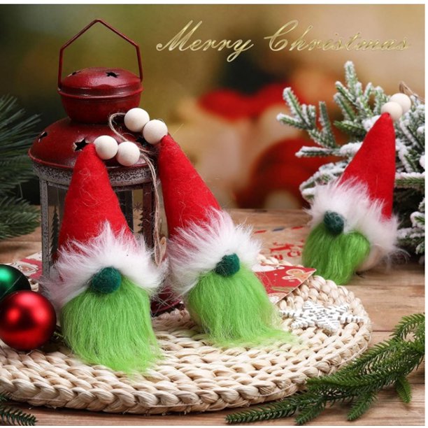 Adornos navideños, adornos navideños, regalos navideños, decoración navideña para el hogar, adorno navideño de muñeca sin rostro rojo y verde, accesorios para el día de Navidad, un adorno ornamental