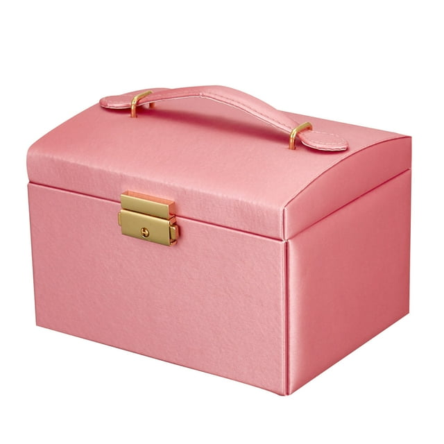 EGNMCR Closet Organizers and Storage, Storage Trunks & Bag Women's Jewelry Box Storage Box Leather Jewelry Storage Box With Lock Three-layer Jewelry Box Jewelry pocket
