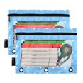 thumbnail image 2 of Dailycode 2 Pack Pencil Pouch for 3 Ring Binder Smooth Zipper Folders with Pockets Clear Window Pencil Case, Bright Blue White Polka Dot, 2 of 6