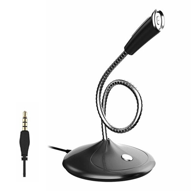 Micrófono con cable Micrófono omnidireccional para computadora Micrófono de condensador con cancelación de ruido, 3.5 mm, Negro Eigraketly EL001001-01B