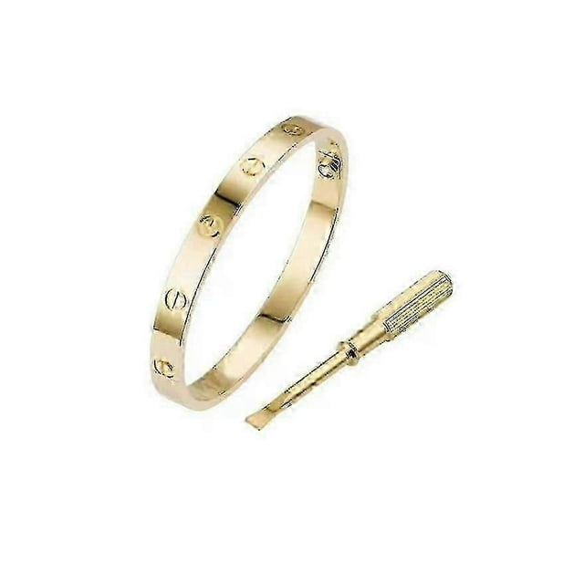 Luxury 316L Stainless Steel 18K Gold Plated Love Screw Bracelet 18cm Length