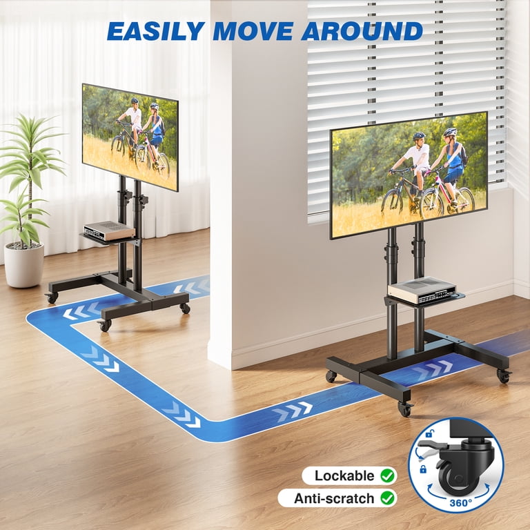 RTVR Mobile TV Stand with Wheels, 32-83 Inch, Black photo 5