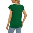 thumbnail image 4 of SHIBEVER Women's Tops Summer Square Neck Tops Ruffle Sleeve Tunic Casual Lace Top Loose Shirts Solid Color Green Size S, 4 of 5