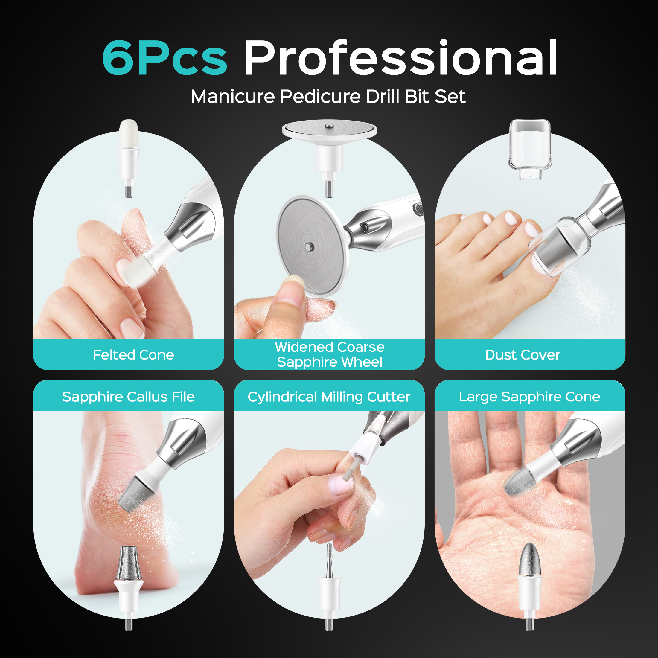 COSLUS CX43 Professional Manicure Pedicure Kit, 5-Speed, White photo 5