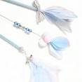 thumbnail image 2 of Cat Teaser Wand, PVC Feather 3Pcs Durable Safe Cat Teasing Wand Toy Colorful with Bell for Kitten Grey,Pink,Blue, 2 of 8