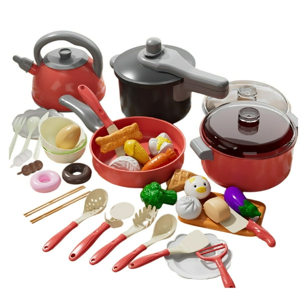 Juguetes Para Niño Juego de cocina para niños, juguete de corte con platos, utensilios y utensilios de cocina realistas y seguros, juguete educativo para niños pequeños. Juguetes Para Bebe 1 Año