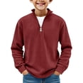 thumbnail image 2 of Tdoqot Boys Corduroy Sweatshirt Quarter Zip- Pullover Casual Long Sleeve Fashion Kids Tops Red Size 8, 2 of 5