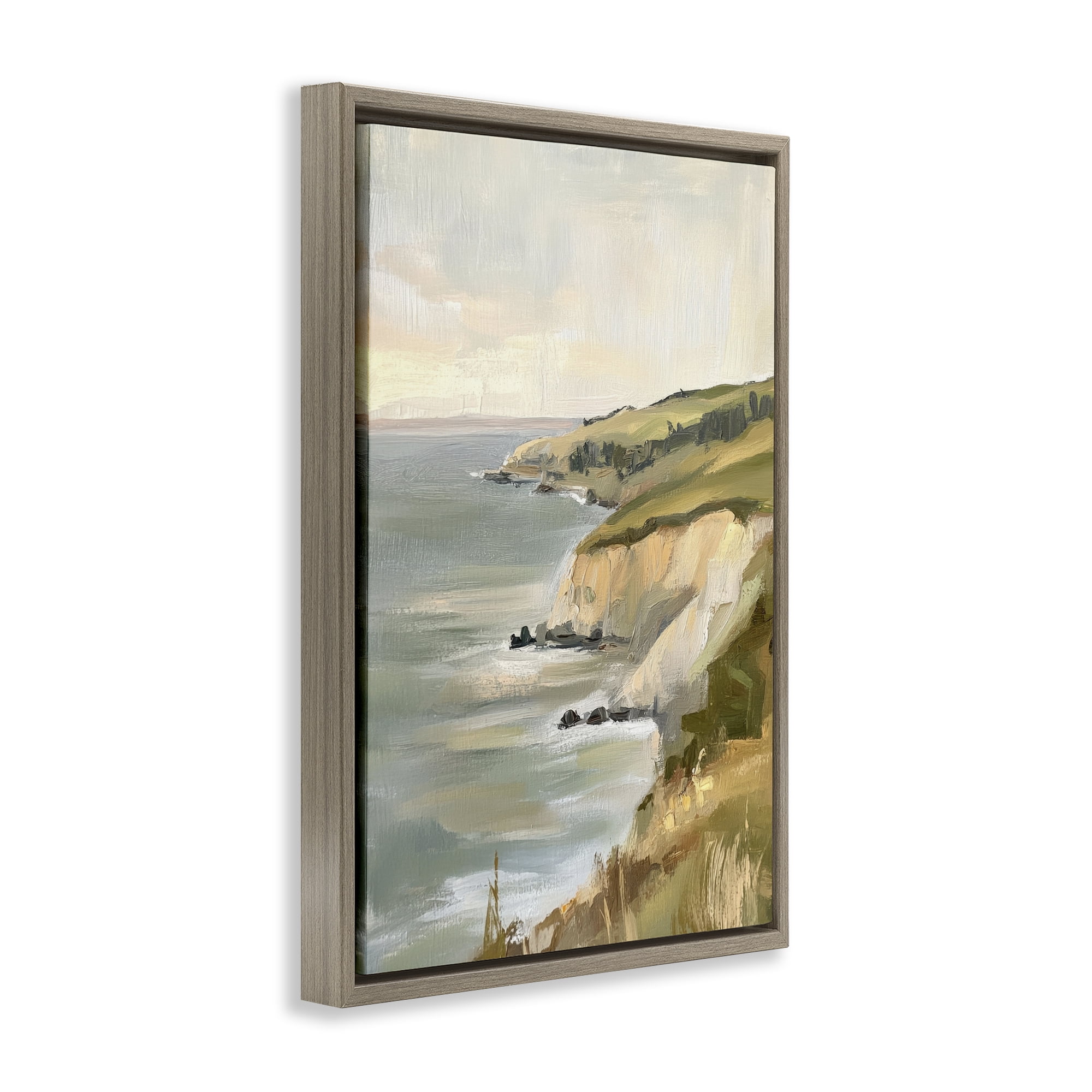 Stupell Industries Cliffs Off The Sea Brown Framed Floater Canvas Wall Art, design by Petal Prints Design