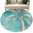 thumbnail image 2 of Green Tree Coastal Beach Round Area Rug 5 FT, Non Slip Bedroom Rugs, Vintage Tropical Plant Washable Soft Circular Carpet Non-Shedding Floor Mat for Kitchen Dining Room Foyer Balcony Dorm, 2 of 8