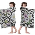 thumbnail image 4 of Pioneer Flower Floral Print Pattern Hooded Bath Towel，50"x30" for Ages 3 To 12 Kids, Quick Dry Lightweight Soft Microfiber Hood Beach Towel Cover Up for Kids, 4 of 7