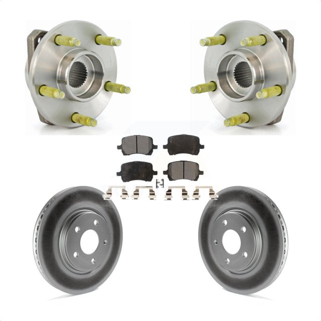 Transit Auto Front Hub Bearing Assembly Coated Disc Brake Rotors and Semi-Metallic Pads Kit for Car 2006-2007 Pontiac G6 Non-ABS with 296mm Diameter Rotor KBB-103550