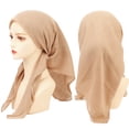thumbnail image 4 of HYwys New Fashion Women Solid Color Scarf Headscarf Snood Neckerchief Female Foulard Padded Shawl Scarves Retro Head Neck Silk (Merlot), 4 of 7
