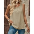 thumbnail image 5 of Uooqdmx Linen Tank Tops for Women, Gauze Shirts for Women, Plain Tank Tops for Women, Loose Fitting Tank Tops for Women, Sleeveless Tunic Tops for Women, Khaki S, 5 of 7