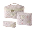 thumbnail image 1 of Bolsa de maquillaje uekeboag acolchada de algodón con estampado floral, 3 unidades, 1 of 6