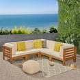 thumbnail image 3 of GDF Studio Ravello Outdoor V-Shaped Acacia Wood Sectional Sofa Set with Cushions, Brown, 3 of 8