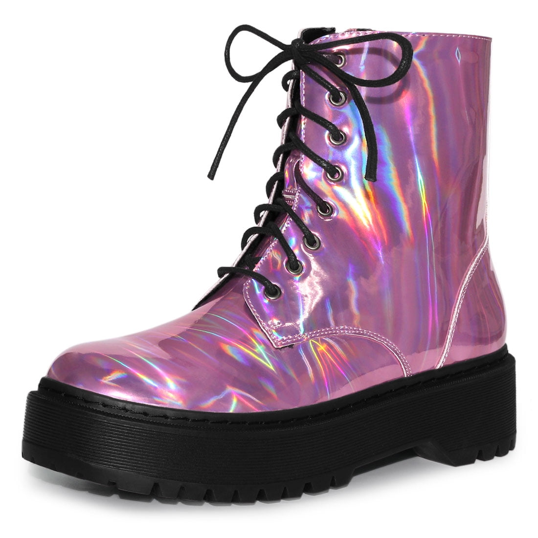 Allegra K Women's Round Toe Colorful Platform Combat Boots Pink (Size 8.5) | Walmart Canada