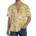 thumbnail image 3 of Xecao offers the Cute Bee Gnomes for Men's Casual Short-sleeved Shirt, a button-up collared shirt with a pocket, perfect for beach vacations and yacht travel in the XX-Large size., 3 of 7