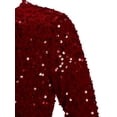 thumbnail image 4 of Runhomal Robe à Sequins pour Filles Col Rond Manches Longues Plissée Fête Mariage Robe Fleur Bourgogne 16, 4 of 7