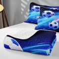 thumbnail image 4 of Manfei Soccer Quilt Full, Sports Full Bedspread Sets, Deep Purple Galaxy, Navy Reversible 3-Piece, 1 Coverlet and 2 Pillowcases, 4 of 7