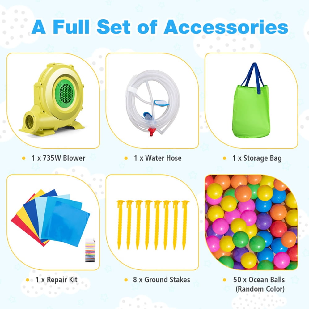 Aimee Lii Inflatable Water Slide Bounce House with 680W Blower and 2 Pools, Kids Water Park Bounce House