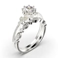 thumbnail image 3 of Beautiful 1.75 Carat Round Cut Diamond Moissanite Floral Engagement Ring, Antique Wedding Ring, One Matching Band in 10k Solid White Gold, Gift For Her In Festival Time, Promise Ring, 3 of 4