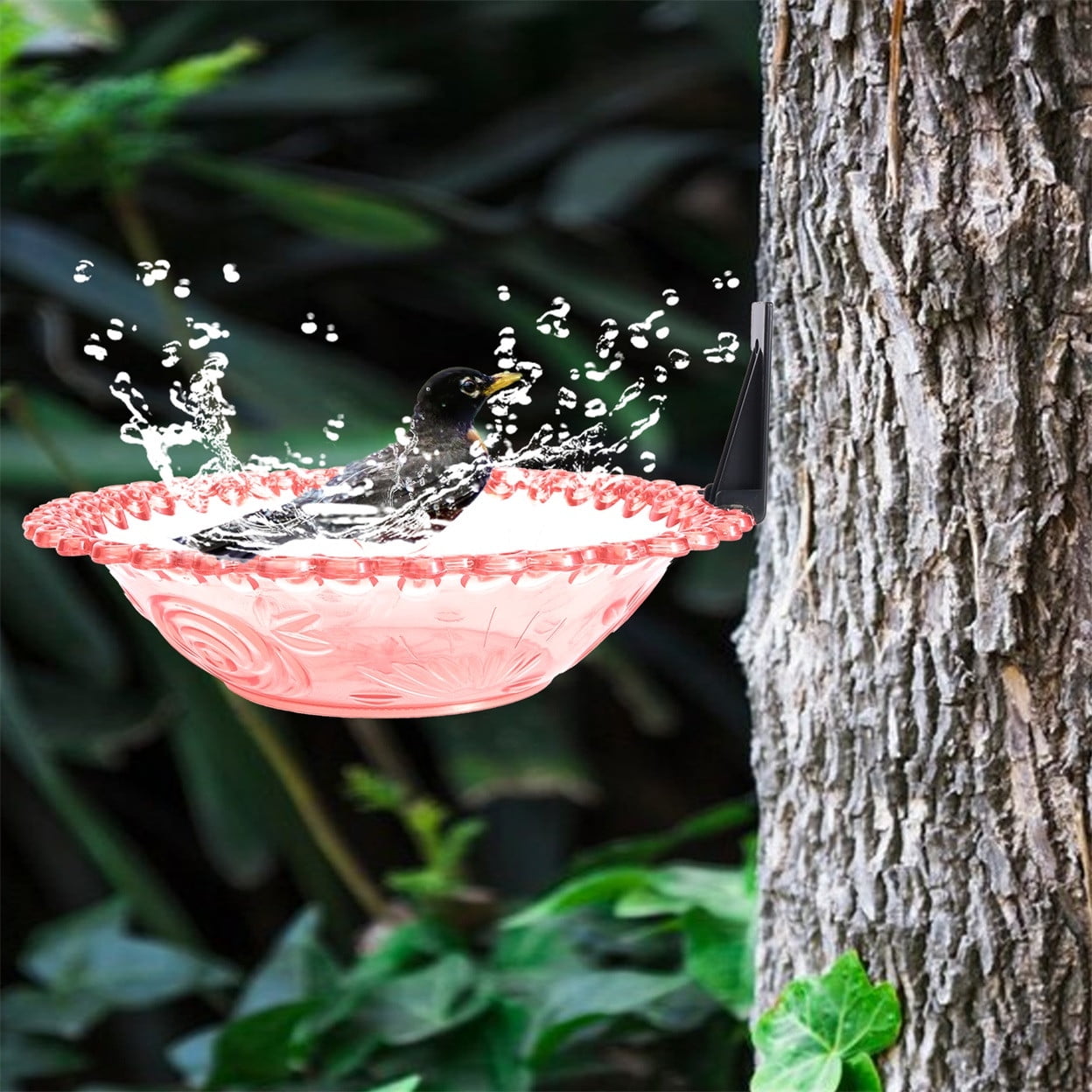 JilgTeok 5 Packs Bird Feeder Hanging Bird Bath Tray Water Bowl Outdoor Plastic Hummingbird Feeder Shower Bird Basin for Outdoors Garden Patio Decoration