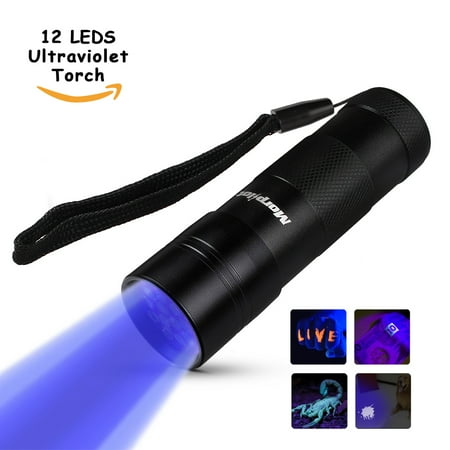 Blacklight Stain Detector - 12 Leds Ultraviolet UV flashlight Blacklight Pet Dog Stain & Urine Detector Light Torch Ultra Violet Flashlight, Find Stains on Carpet, Rugs or Furniture Material