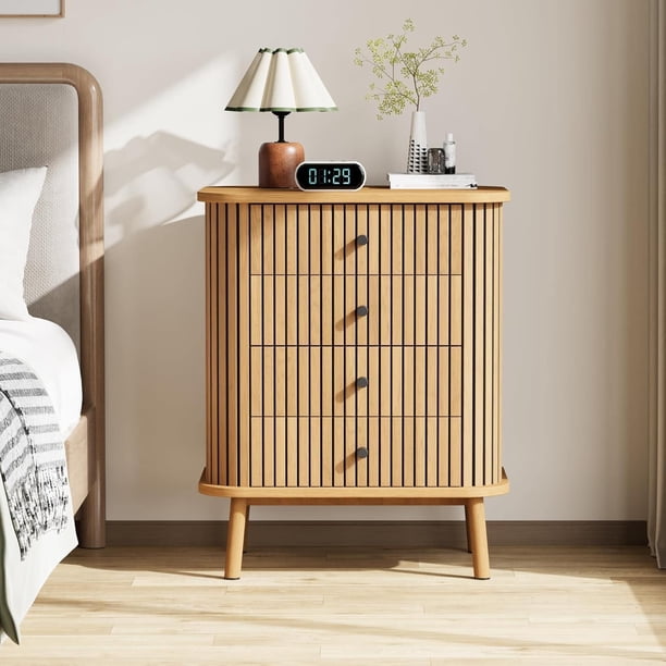 Qinaqin 4- cm de Profundidadrawer Vertical Almacenamiento Gabinete M ProfundidadF + Iron Suave Frame con Lines Anchoild Oak Color para Dormitorio