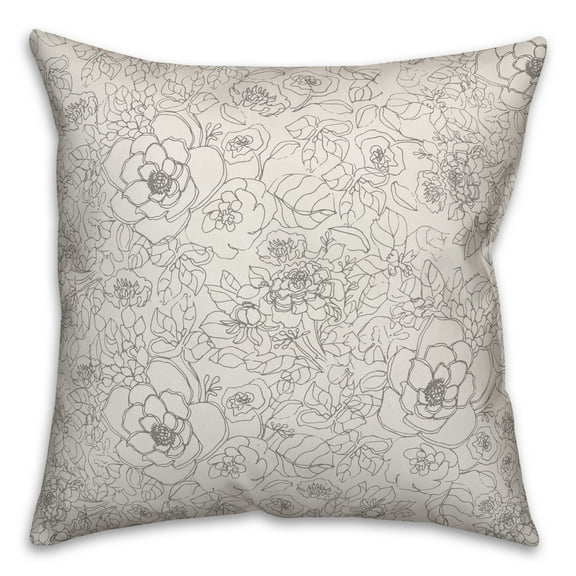 Creative Products Floral Doodle 18x18 Spun Poly Pillow