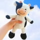 thumbnail image 5 of Peluche de vaca en blanco y negro con forma de flor sonriente, muñeco de ternero sentado, concha de cuero, regalo de cumpleaños, muñeca de trapo para niña, 5 of 6