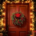 thumbnail image 4 of Artificial Norfolk Pine Christmas Wreath,15.7 Inch Front Door Greenery Wreath with Eucalyptus Leaves, Red Berries, Hanging Wreath for Wall, Window, Indoor Outdoor Winter Holiday Decor,1Pc, 4 of 4