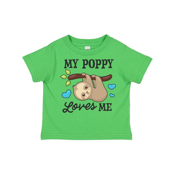 Inktastic My Poppy Loves Me with Sloth and Hearts Boys or Girls Toddler T-Shirt