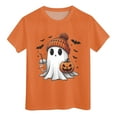 thumbnail image 5 of Gubotare Kids Halloween Shirt Boys Girls Pumpkin Face Monster Truck Graphic Tees Toddler Halloween Short Sleeve Tops Halloween Pajamas Toddler Girl (Orange,12-13 Years), 5 of 5