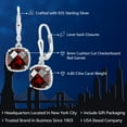 thumbnail image 2 of Gem Stone King 925 Sterling Silver Red Garnet Dangling Earrings for Women (4.80 Cttw, Gemstone Birthstone, Cushion 8MM), 2 of 5