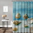 thumbnail image 2 of Creowell  Beach Seashell Shower Curtain Nautical Coastal Shell Starfish Shower Curtains for Bathroom Marine Ocean Waterproof Polyester Fabric Bathroom Decor Curtain with Hooks  White, 2 of 7