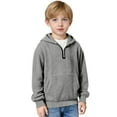 thumbnail image 4 of Boys Waffle Quarter Zip Hoodies Long Sleeve Loose Sweatshirts Fall Winter Tops&nbsp;, 4 of 5