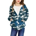 thumbnail image 5 of dazeni Girls Zip Up Hoodie Kids Fashion Oversized Camo Sweatshirt Jacket with Pockets Loose Casual Fall Winter Outwear, 5 of 8