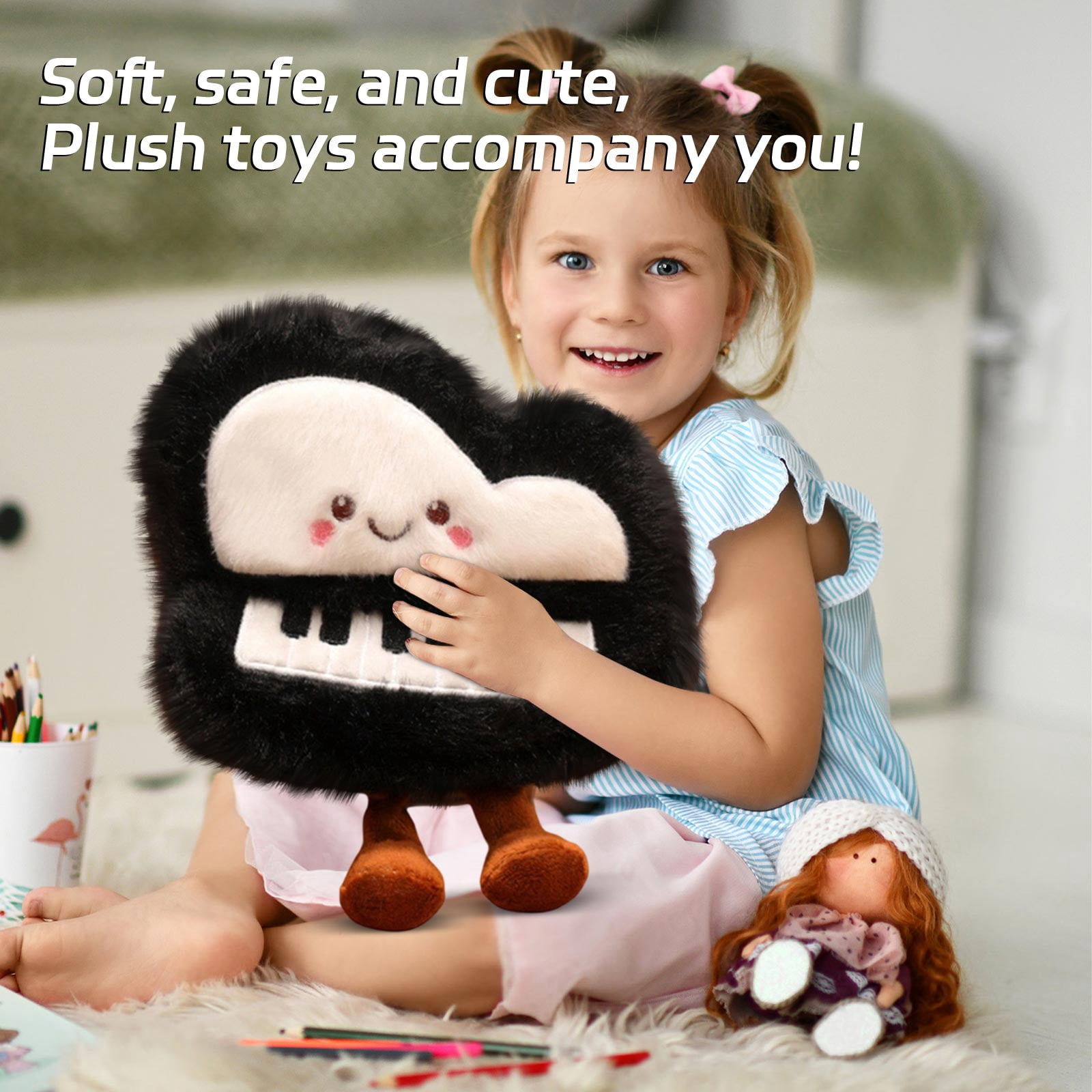 Piano Plush Toy, Cute Musical Instrument Plush Toy, Soft Stuffed Animal Plushies, Great Birthday Christmas Valentine's Day Gifts for Kids Boys Girls
