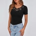 thumbnail image 1 of Letimco Breathable Quick Dry Slim Fit Rhinestone Patch Short Sleeve Crew Neck Top for Women - Solid Color for Date Party Daily Summer, 1 of 6
