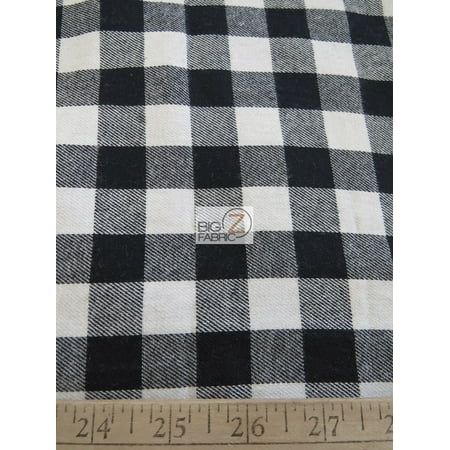 Buffalo Plaid Flannel - Tartan Plaid Uniform Apparel Flannel Fabric / Buffalo Black / Sold By The Yard
