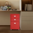thumbnail image 3 of Red Cold-Rolled Steel 28x41x69cm 3-Layer Filing Cabinet Wheeled Locker With Lock Office File Storage Cabinet, 3 of 12