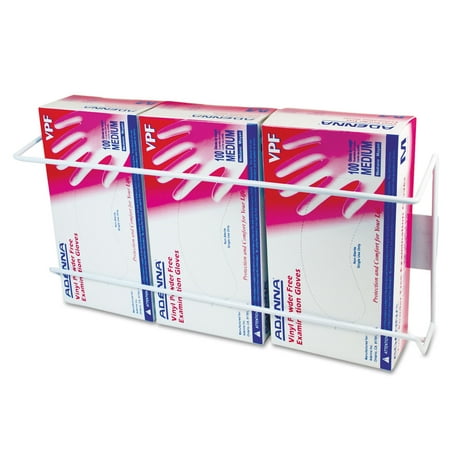 - Wire Wall-Mount Glove Box Holder, 3-Box, Vertical, Stainless Steel, White