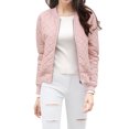thumbnail image 2 of Chaqueta bomber acolchada con cremallera y mangas largas raglán para mujer con bolsillos Rosa XL, 2 of 5