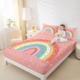 thumbnail image 4 of jejeloiu Boho Cute Rainbow Bed Sheets,3D Gold Stars King Sheets For Girls Teens 4pcs, 4 of 7