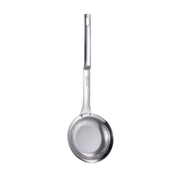 Cuchara espumadora de acero inoxidable | Colador de aceite y desespumante de grado alimenticio 304 | Cucharón filtrante de cocina de 32,8 cm para sopa, leche de soja y frituras | Diseño a prueba de