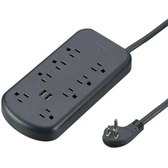 Protection contre les surtensions de 2700 joules à 8 prises CA et 2 ports USB onn. Cordon de 6 pi/1,8 m
