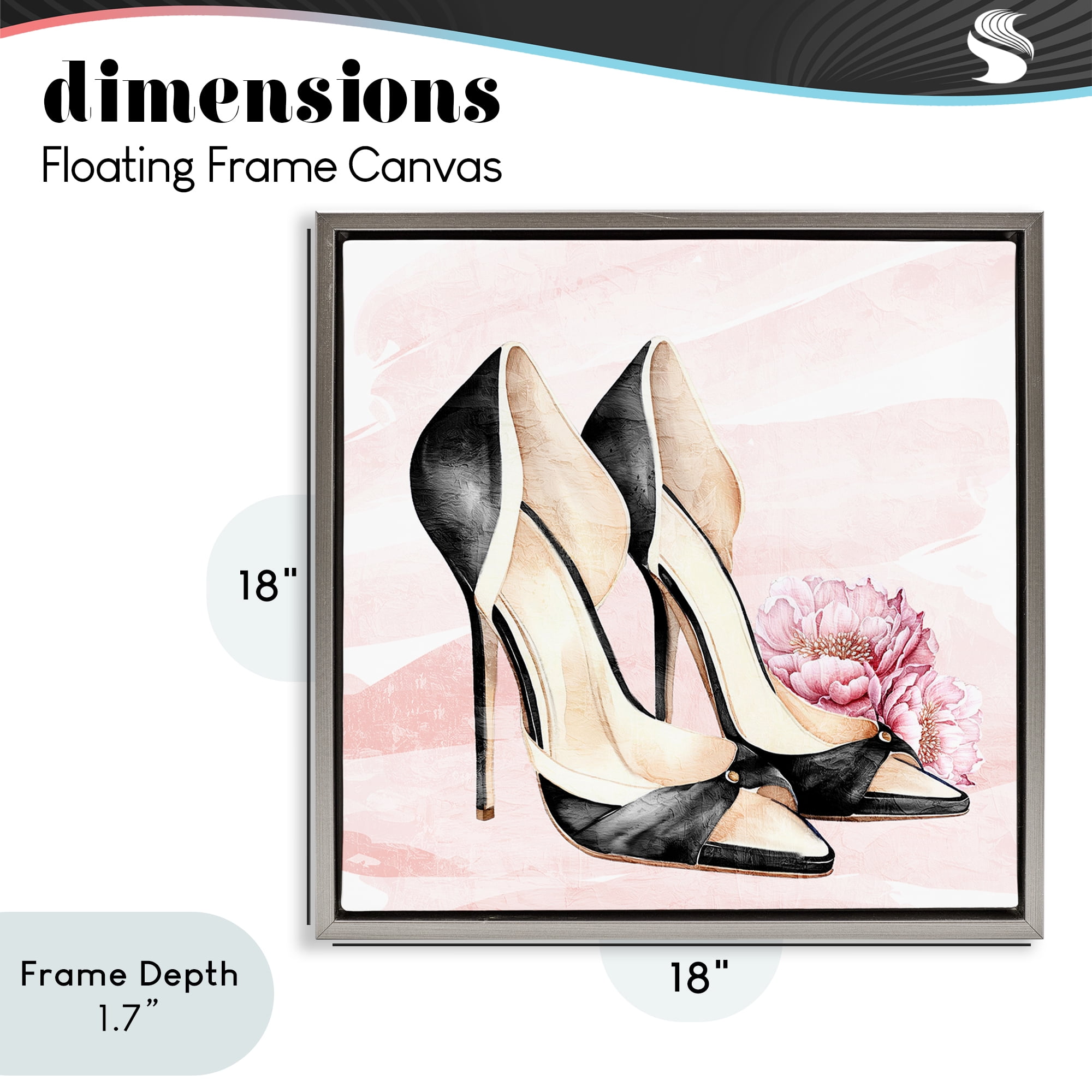 Stupell Industries Glam Time Heels Gray Framed Floater Canvas Wall Art, design by Kim Allen